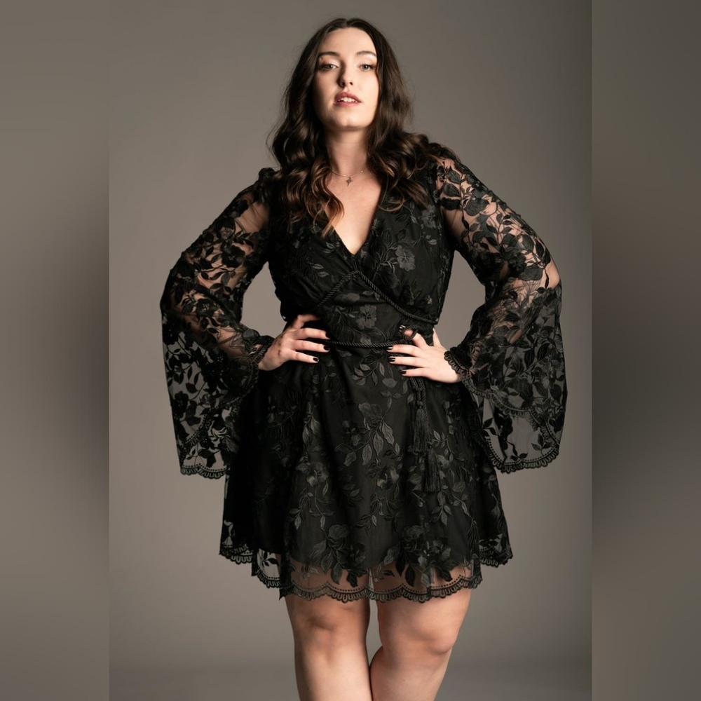 Little Lies Dreams Embroidered Lace Mini Dress